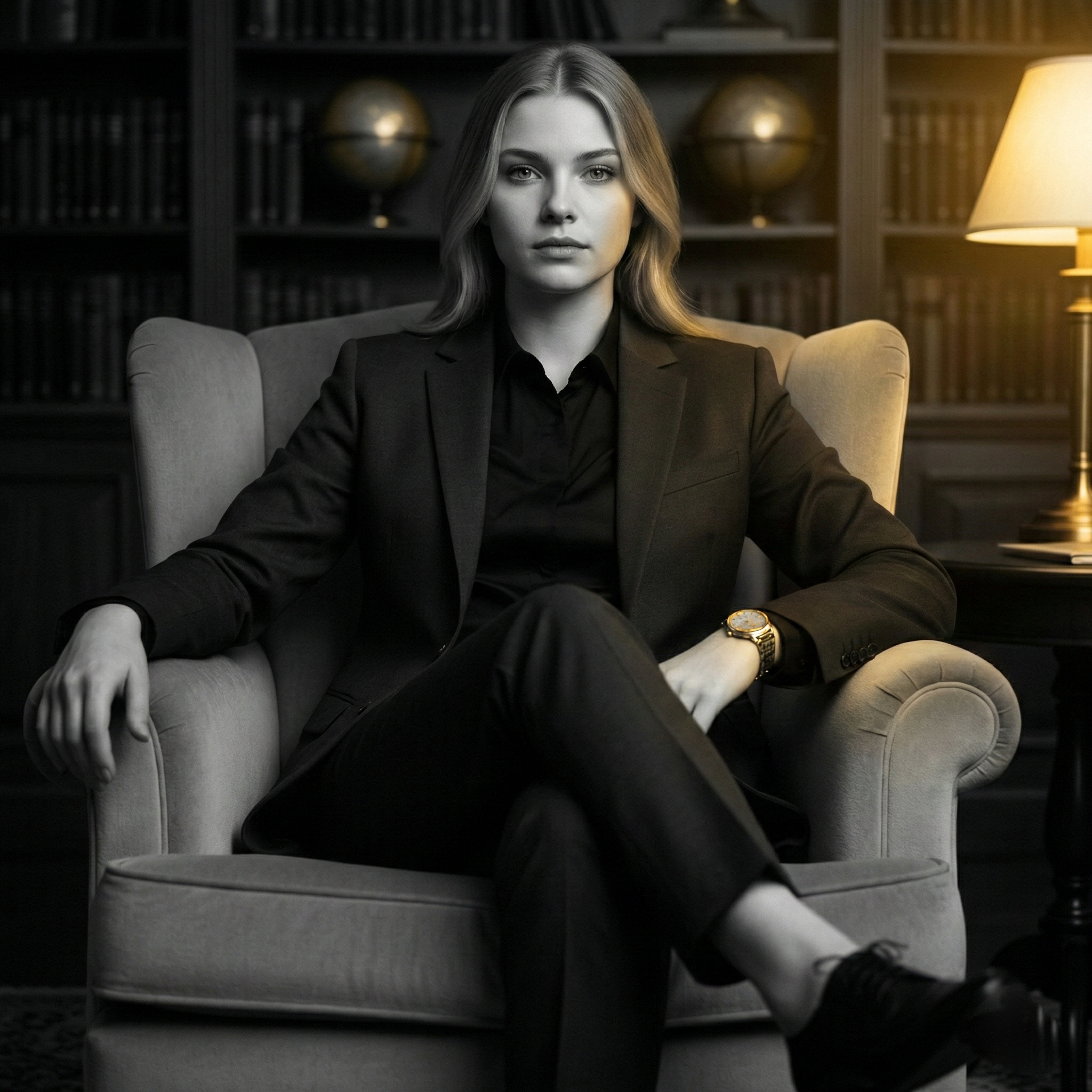 Juliana Nascimento (Ju Lambertiny), fundadora do portal Lumen Ancestral, em sua biblioteca de pesquisa sobre conhecimentos suprimidos e história antiga.