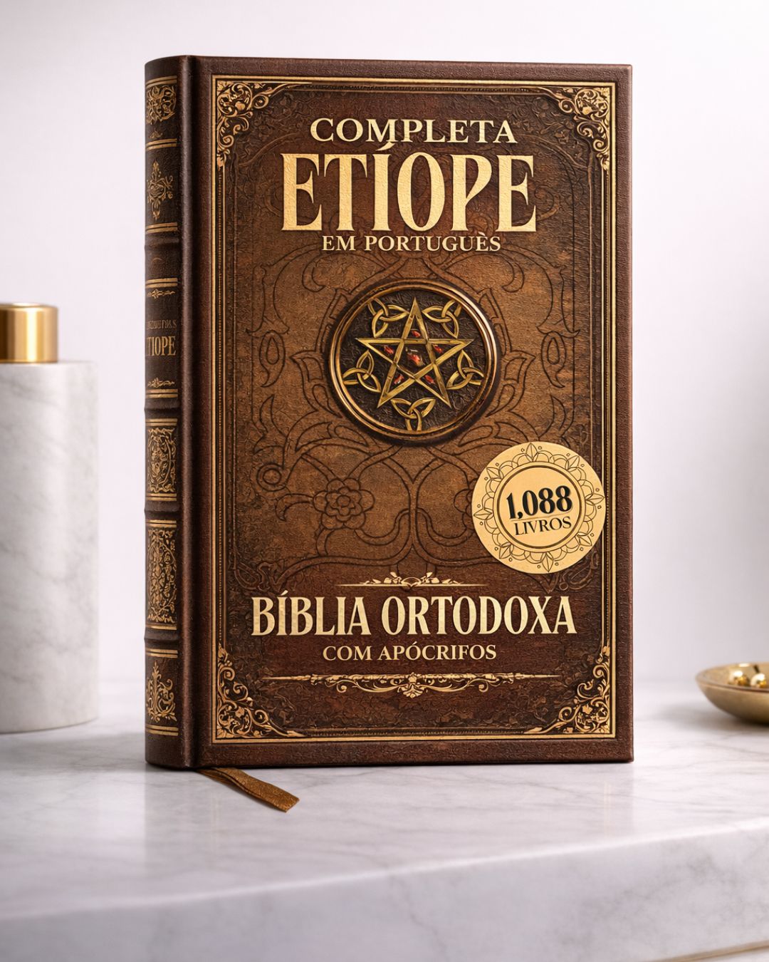 Capa que simula capa original da bíblia ortodoxa etíope