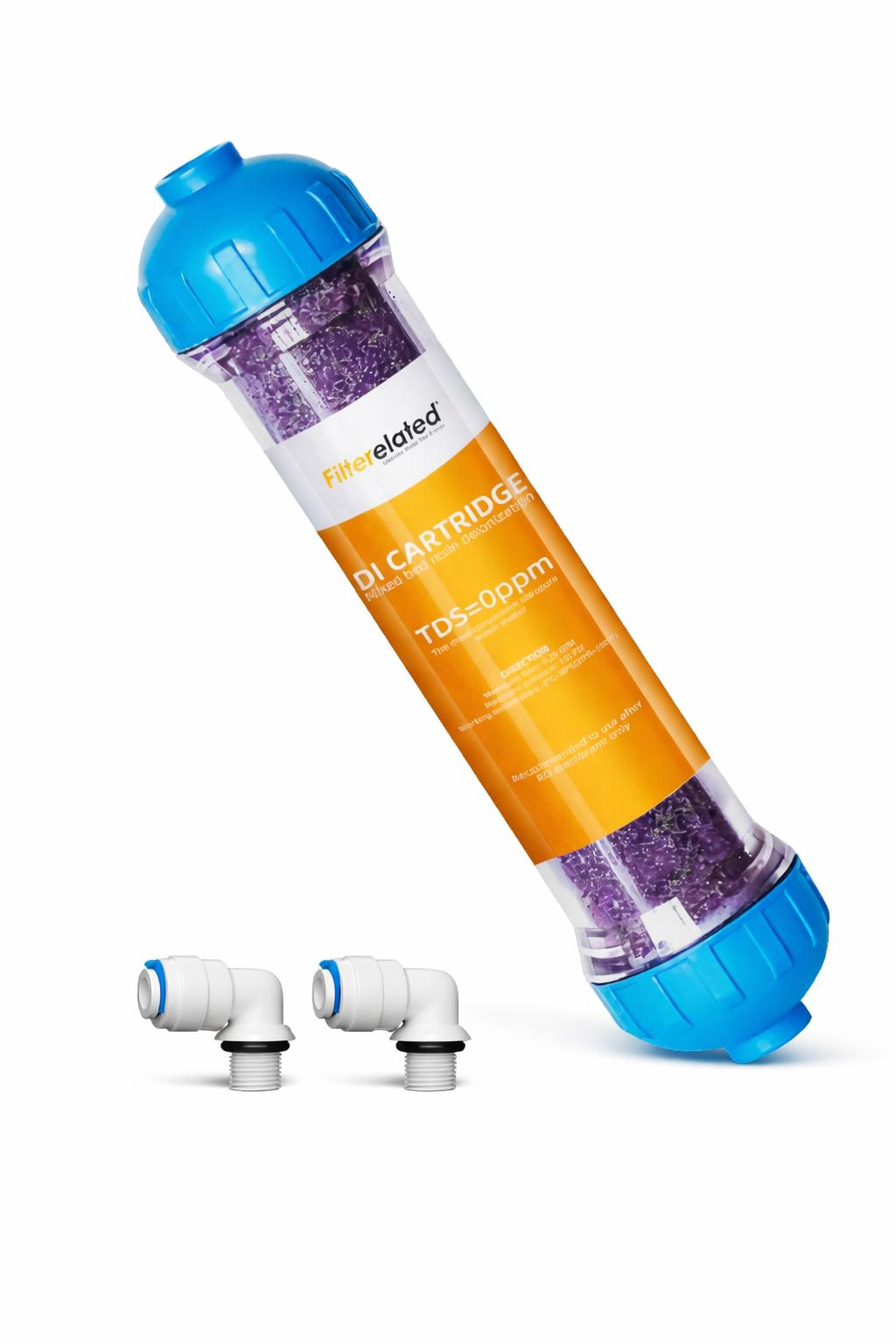 Cartucho de resina deionizada para purificação de água e remoção de flúor.