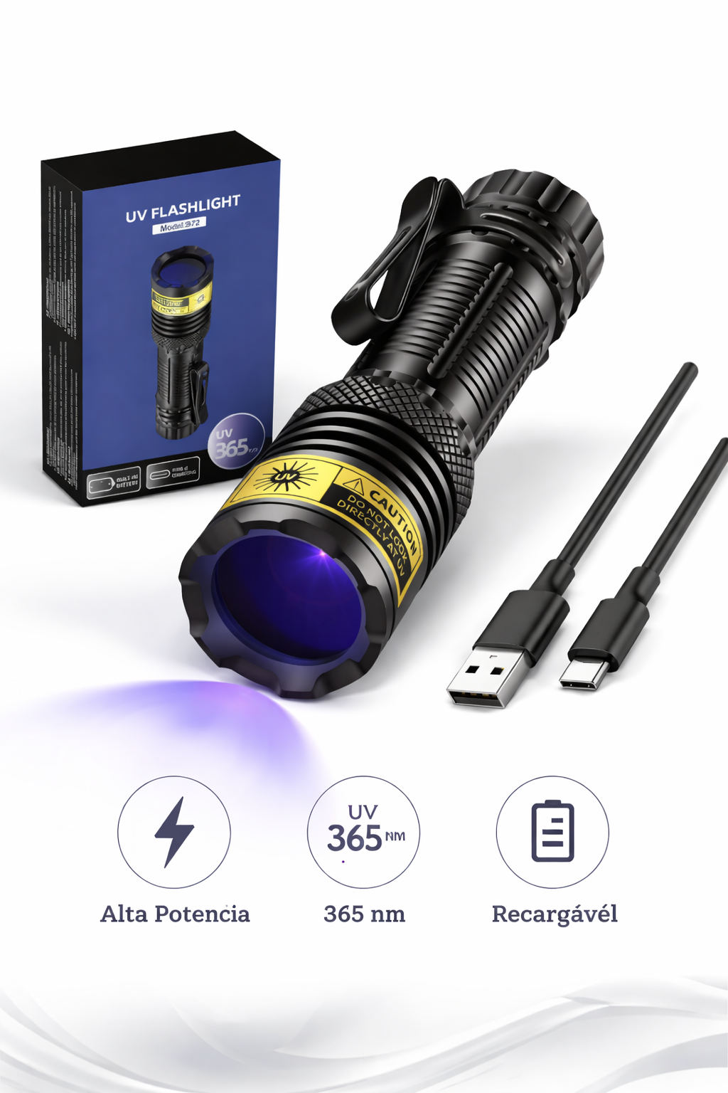 Lanterna UV 365nm: Detecção Mineral e Investigação