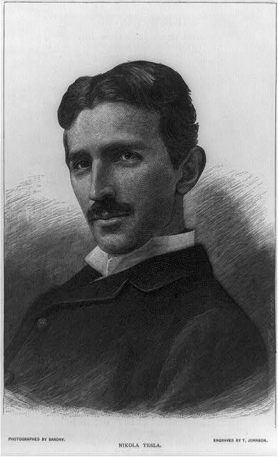 Retrato de Nikola Tesla no início do século XX