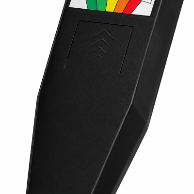 Medidor de campo magnético EMF preto com escala de 5 LEDs coloridos (verde a vermelho).