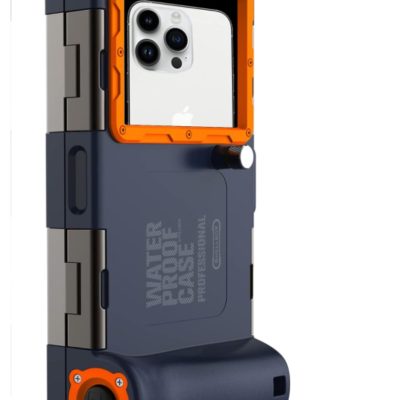 Capa profissional de mergulho 15m para smartphone e exploração tática.