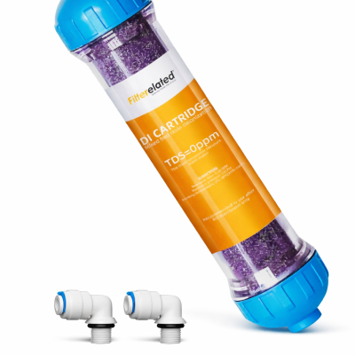 Cartucho de resina deionizada para purificação de água e remoção de flúor.