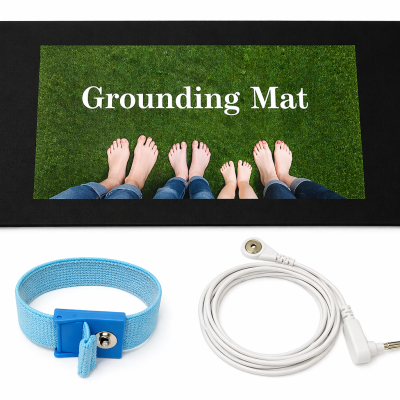 Tapete de aterramento grounding mat para equilíbrio bioelétrico e redução de inflamação disponível na Amazon.